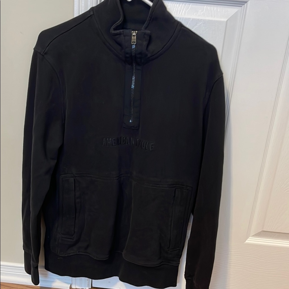 American Eagle Outfitters Men's Black Half-Zip Sweater